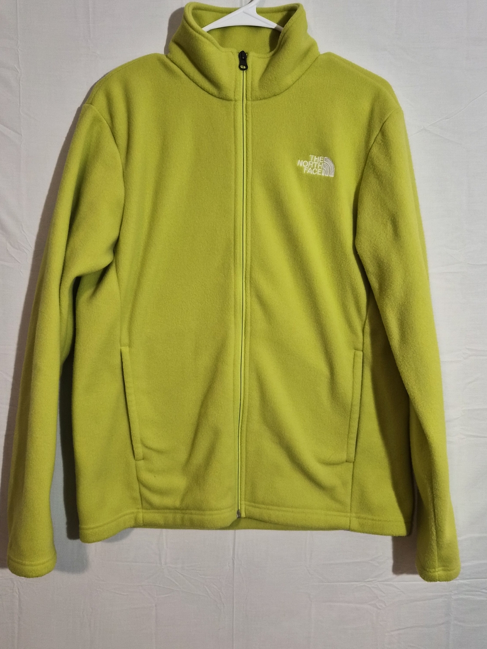 Mens The North Face Full Zip Fleece Jacket Medium Lime Green Polartec Style Coat